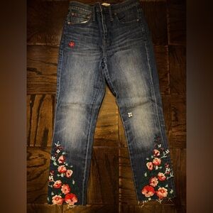 Madewell the slim boyjean with flower embroidery